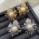 Pave zircon flower earrings