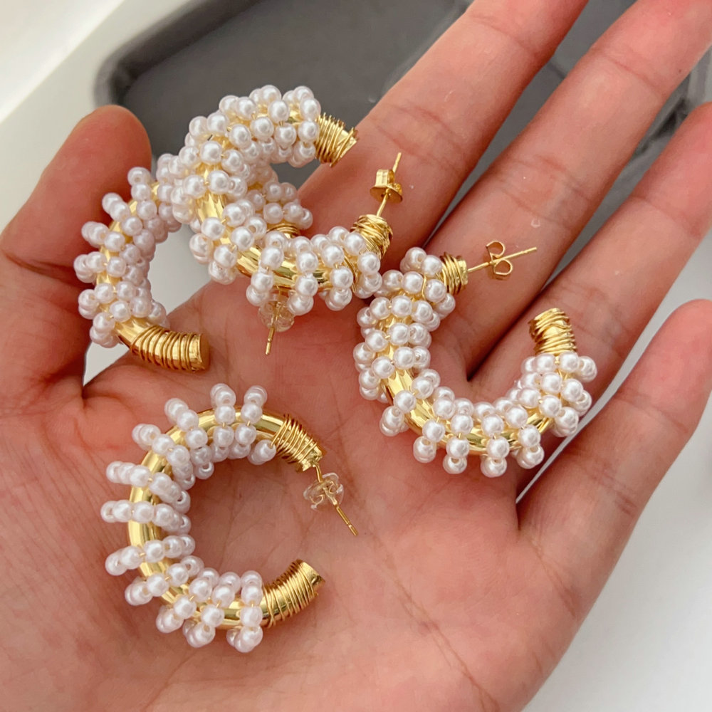 Chunky glass pearl earrings