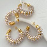 Chunky glass pearl earrings