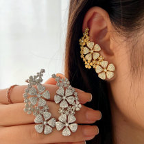 Pave flower earrings