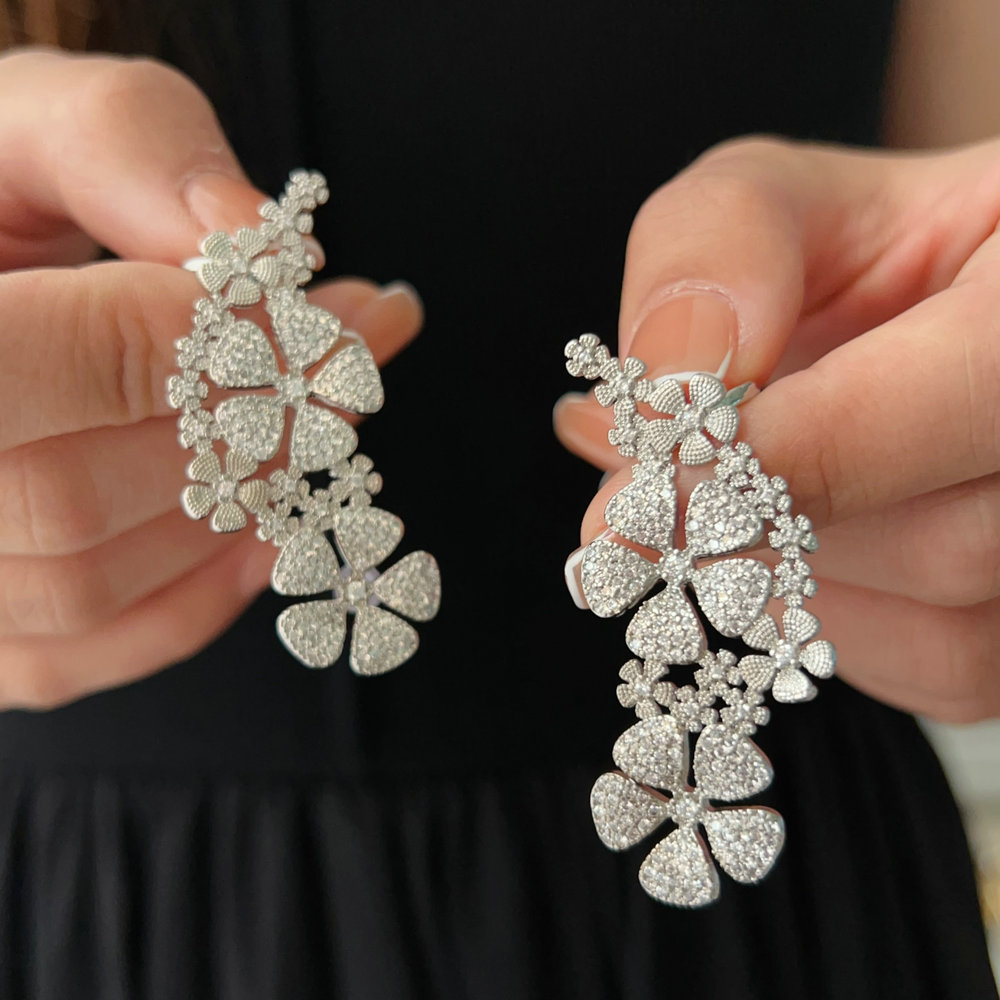 Pave flower earrings