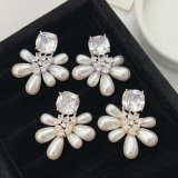 Pave pearl earrings