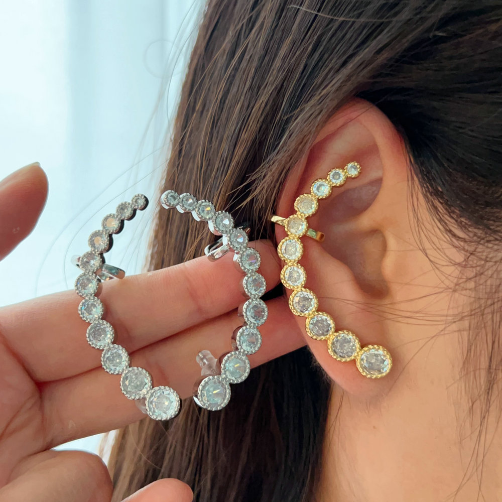 Pave zircon ear cuff earrings