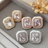 Pave shell square earrings