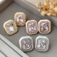Pave shell square earrings