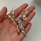 Pave teardrop long earrings