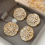 Pave zircon flower earrings