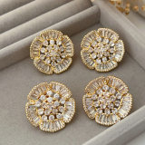 Pave zircon flower earrings