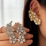 Pave flower earrings