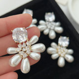Pave pearl earrings