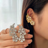 Pave flower earrings