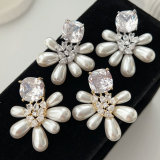 Pave pearl earrings