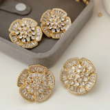 Pave zircon flower earrings