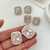 Pave shell square earrings