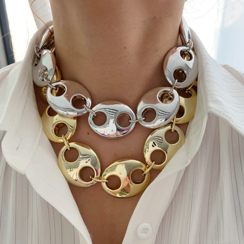 Chunky metal pig nose necklace