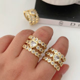 Pave zircon chunky heart ring