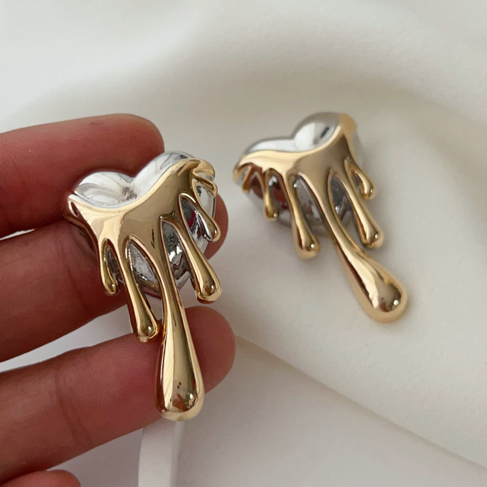 Two color heart earrings