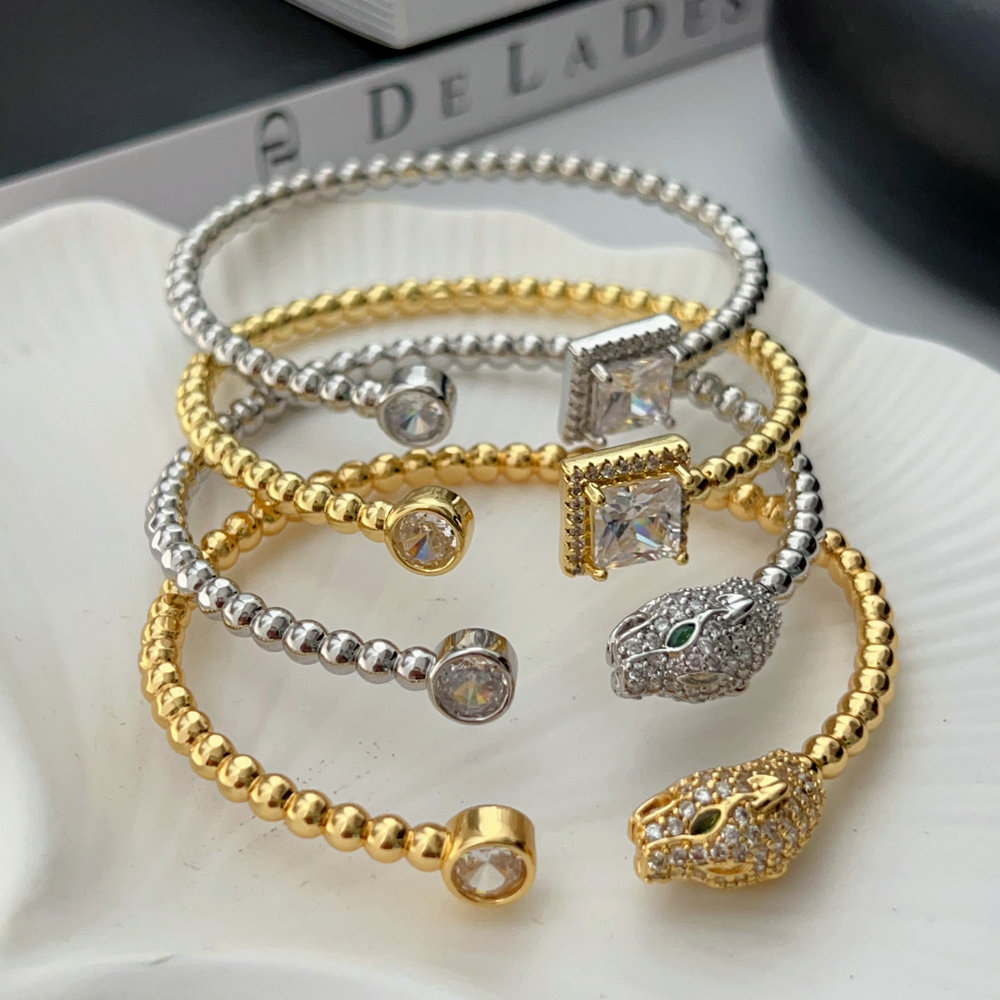 Brass beaded tiger cuff