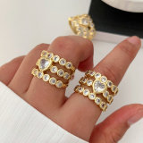 Pave zircon chunky heart ring