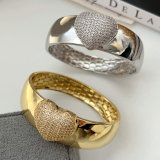 Chunky pave heart cuff