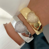 Chunky pave heart cuff