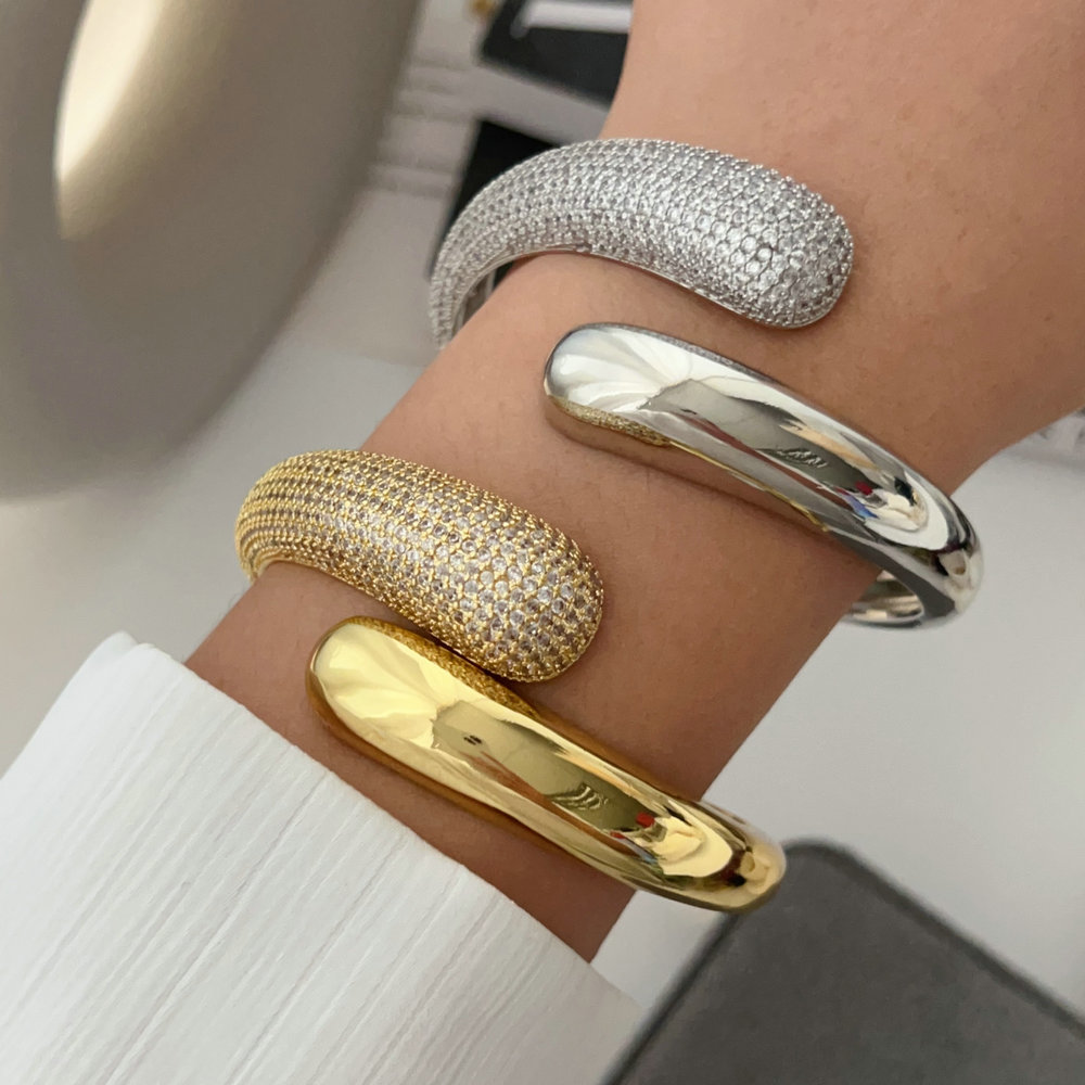 Chunky pave fashion cuff