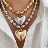 CCB bead necklace with heart charm