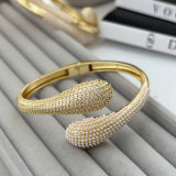 Pave zircon pearl s shape bangle