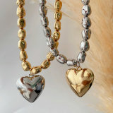 CCB bead necklace with heart charm