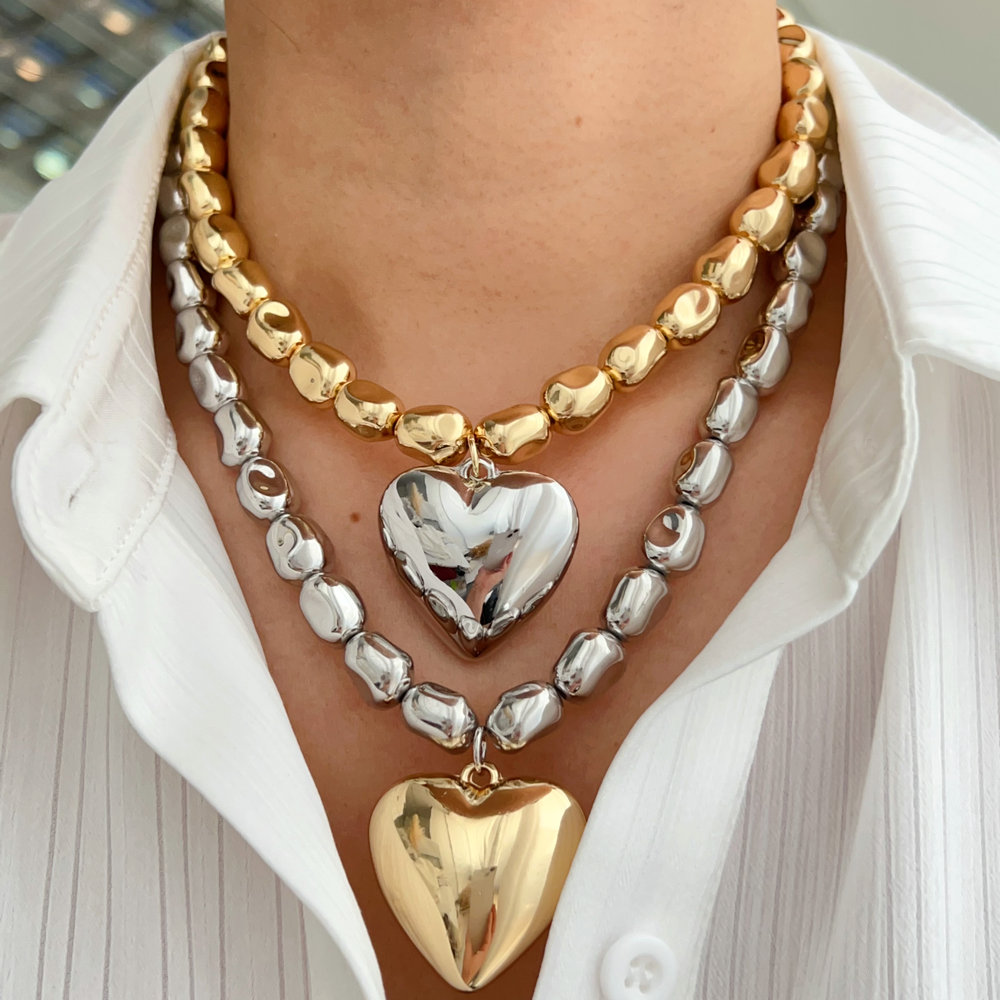 CCB bead necklace with heart charm