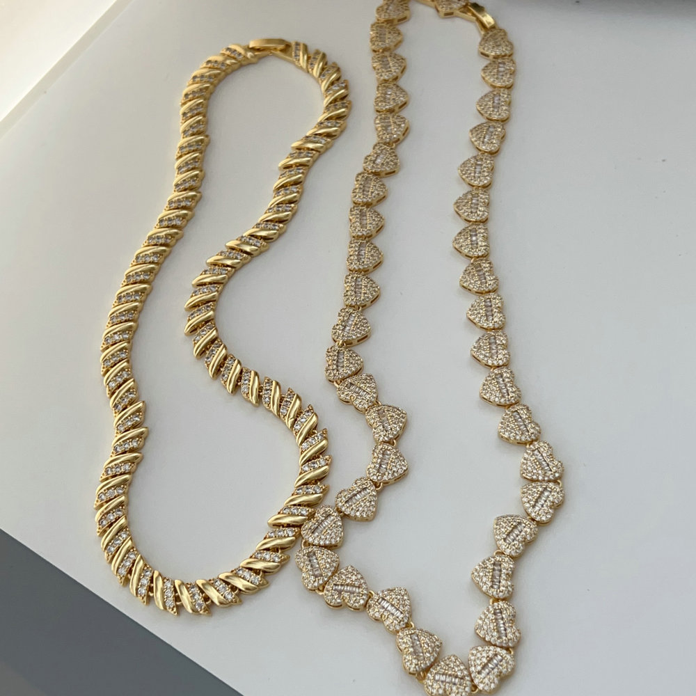 Pave heart cuban necklace