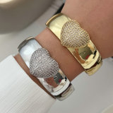 Chunky pave heart cuff
