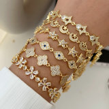 Pave zircon clover star bracelet