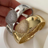 Chunky pave heart cuff