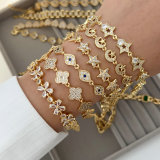 Pave zircon clover star bracelet
