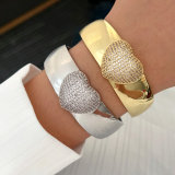 Chunky pave heart cuff