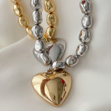 CCB bead necklace with heart charm