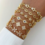 Pave zircon clover star bracelet