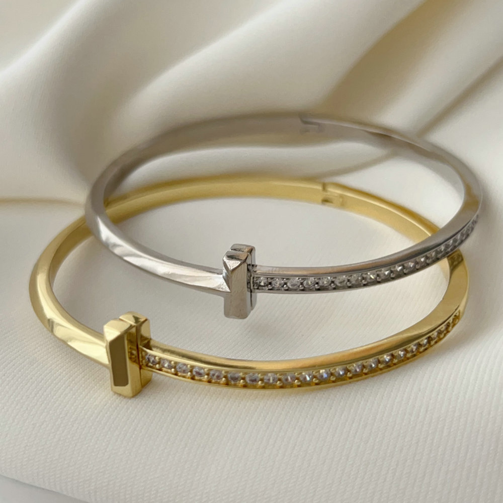 Pave t shape cuff