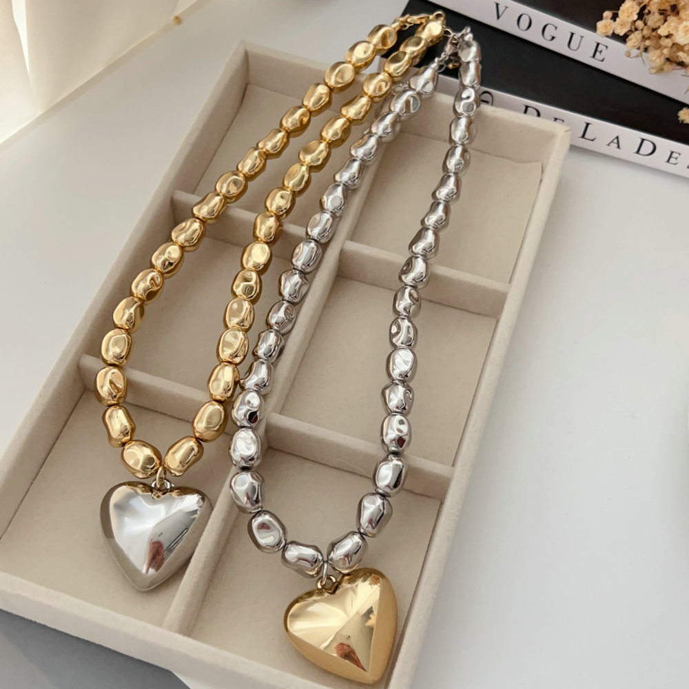 CCB bead necklace with heart charm