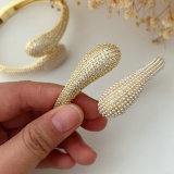 Pave zircon pearl s shape bangle