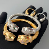 Pave chunky set lion bracelet