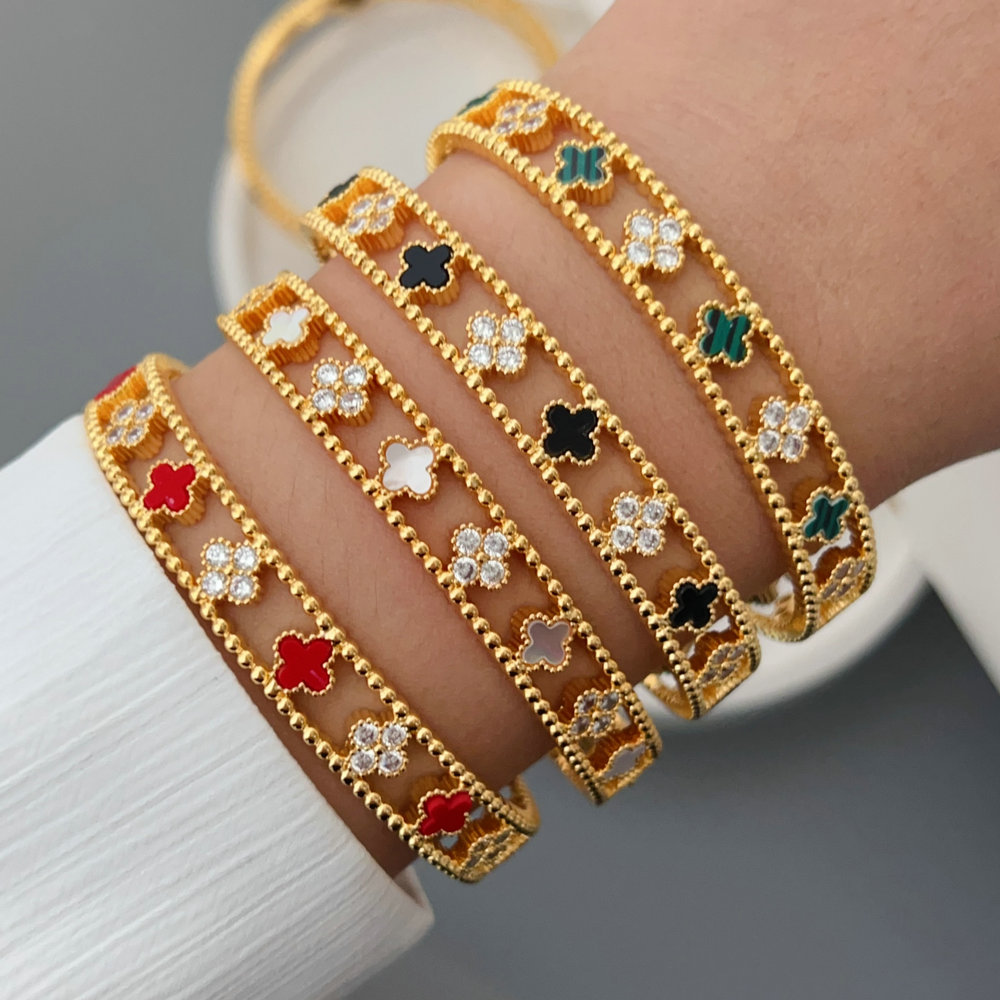 Pave clover cuff