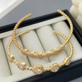 Pave zircon round beaded  cuff