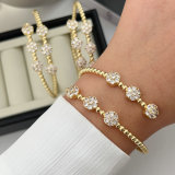 Pave zircon flower beaded cuff