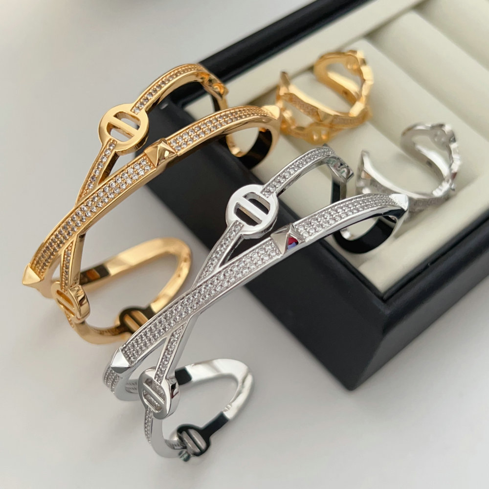 Pave nail cross cuff with ring
