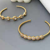 Pave zircon round beaded  cuff