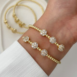 Pave zircon flower beaded cuff