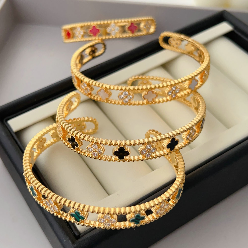 Pave clover cuff