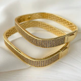 Pave chunky square bangle